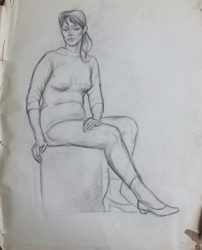 "Натурщица" бумага карандаш 1969 год