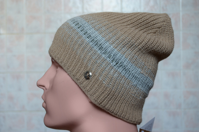 Вязаная бежевая мужская шапка Италия Vizio 6252 CL