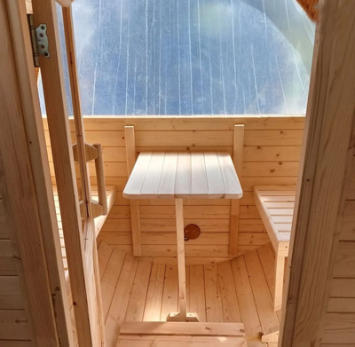 Баня с двумя панорамными окнами. "Распашонка"