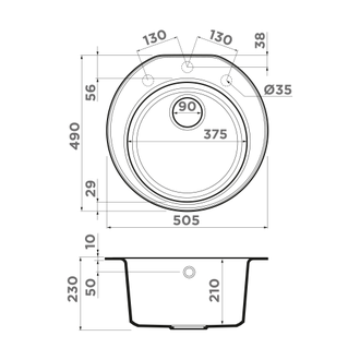 МОЙКА OMOIKIRI MIYA 50R BL (4993502) ЧЕРНЫЙ