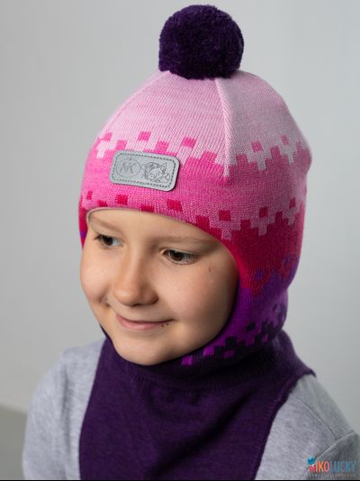 Шапка-шлем  20101-06, цвет фиолетовый, розовый р. 52-54