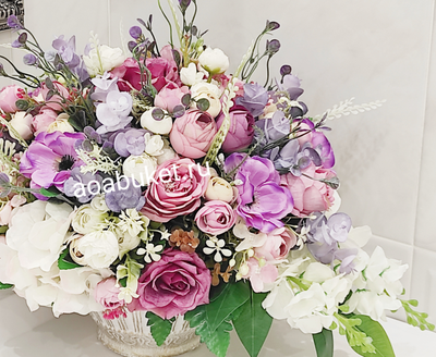 Композиция из искусственных цветов яркая Капля №М029/Купить для интерьера в Москве на АОАБУКЕТ.ру