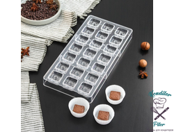 Форма для шоколада и конфет KONFINETTA «Клевер», 27,5×17,5×2,5 см, 21 ячейка, ячейка 2,5×2,5×1 см