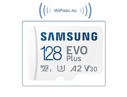 Карта памяти microSDXC UHS-I U3 Samsung EVO PLUS 128 ГБ, 130 МБ/с, Class 10, + переходник SD
