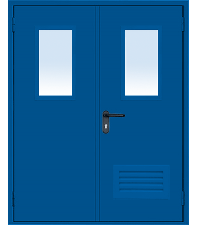 ДВЕРЬ МЕТАЛЛИЧЕСКАЯ ПРОТИВОПОЖАРНАЯ ДПМO-2 остекленная с вентиляционной решеткой