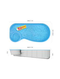Композитный бассейн 8 х 3,7 х 1,3-1,8 "Сен-Тропе" Franmer