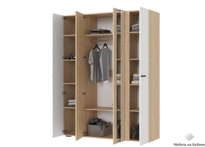 Санса ШК-04 Шкаф 4-х створчатый Сонома/Белый