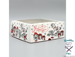 Коробка складная на 9 капкейков с окном «Зима подарит чудеса!», 25 х 25 х 10 см