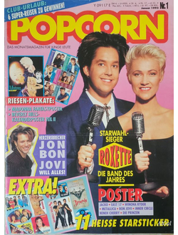Popcorn Magazine January 1993 Roxette, Jon Bon Jovi, Ac Dc, Die Fantastishen Vier, Red Hot Chili Pep