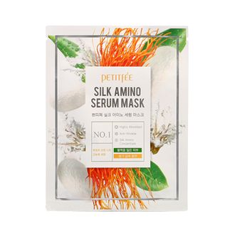 PETITFEE Маска д/лица тканевая с ПРОТЕИНАМИ ШЕЛКА Silk Amino Serum Mask, 25 гр