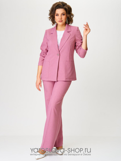 Комплект женский 3-х предметный состоящий из жакета, блузки и брюк в цвете пыльная роза