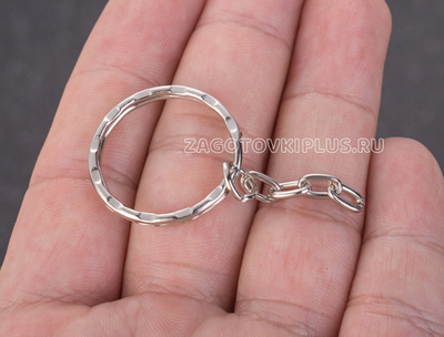 Кольцо рифлёное с плоскоштампованной цепочкой