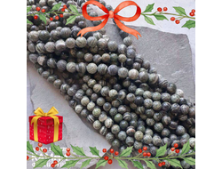 Змеевик цельный с хризотилом шары 6,5-6,7/8,2-8,4 мм, цена за нить 19 см