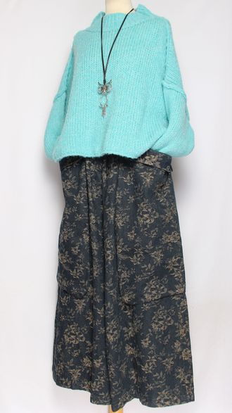 ДЖЕМПЕР КОРОТКИЙ "КИМОНО ШОВ СТОЙКА" широкий рукав морская волна, мятный до р.52