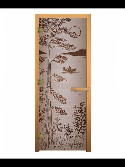ДВЕРЬ ДЛЯ БАНИ И САУНЫ (1900Х700, САТИН МАТОВАЯ ТАЙГА, КОРОБКА ОСИНА)