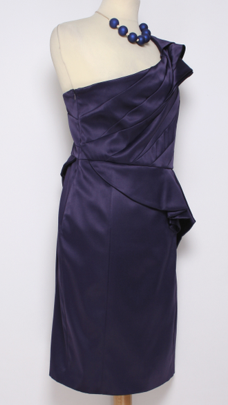 ПЛАТЬЕ АТЛАСНОЕ "К. М." драпировки и баска синее 48р