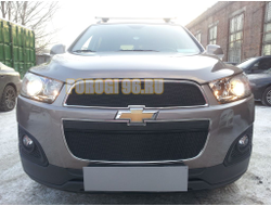 Защита радиатора Chevrolet Captiva 2013- рестайлинг (2 части) black
