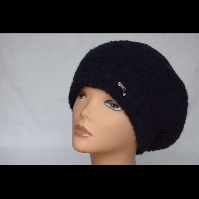 Синий мохнатый вязаный берет женский Италия Vizio 6405