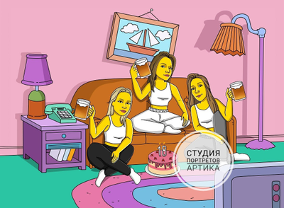 Портрет в Стиле Мульт 3 Человека