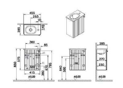 Модуль с круглой раковиной, Vitra Root Groove, 45 см, с дверцей, матовый темно-синий, левосторонний, 69196