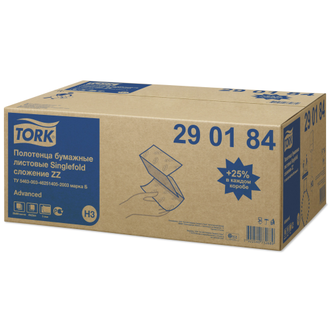 290184 Tork Tellus Advanced листовые бумажные полотенца в пачке Singlefold сложения ZZ в пачке Система H3 белые