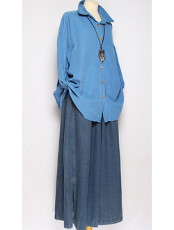 Рубашка Бохо "Вельвет защипы сбоку"джинс