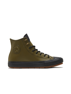 Зимние кеды Converse All Star зеленые высокие кожаные 169400C фото