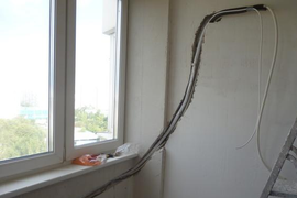 Установка кондиционеров в 2 этапа, закладка трассы