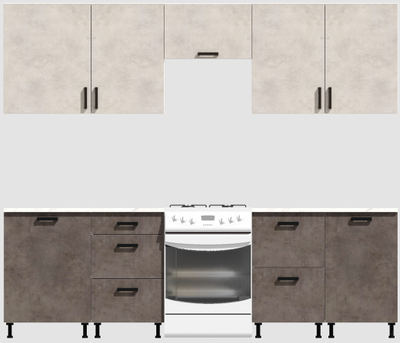 Кухня Эконом 2,1 метра (600х450х600х450) Цвет: Цемент светлый/Цемент темный