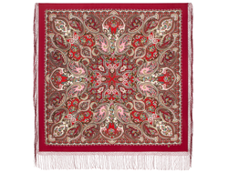 Павловопосадский платок Золотое сердце 2022-6