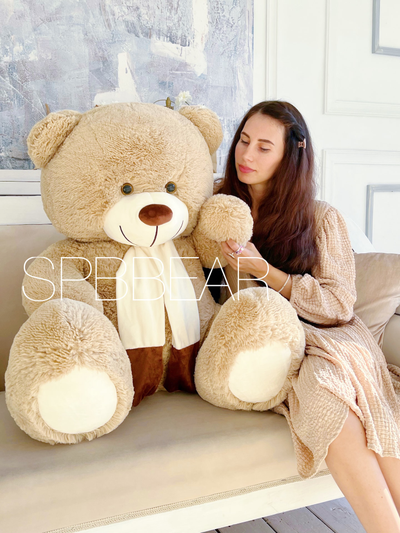 Большой плюшевый медведь 140 см кремовый Барни