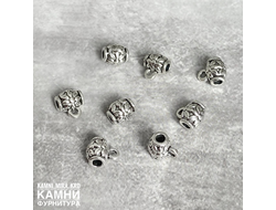 Бейл металлический "3 цветка" цвет серебро 8х6 мм, цена за штуку