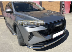 Защита переднего бампера с подгибами d60/42 для Haval F7 2022-2024