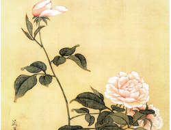 Картина обогреватель, репродукция японской живописи цветок-2