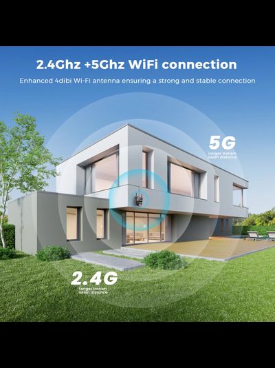 DE-WiFicam-02-4grey уличная моторизированная WiFi (2,4 и 5 Ггц)/LAN охранная видеокамера с 2 объективами, интерком, ночная подсветка ИК + свет, с DVR. 4+4 Mp. (O-Kam Pro)