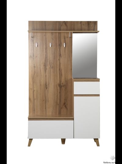 Авалон 53.11 Шкаф для прихожей (с зеркалом) Дуб вотан/Белый