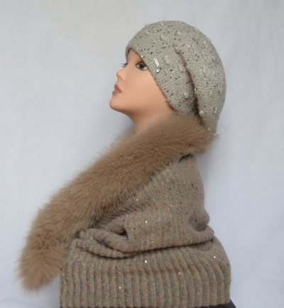 Шарф с меховым воротником Италия Vizio фото