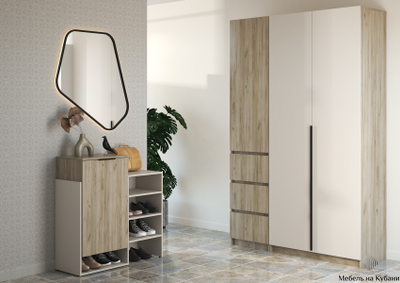 Бохо прихожая Дуб Крафт Серый/Кашемир