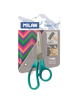 Ножницы детские Milan Basic, 13,3 см, цвет зелёный, блистер BWM10039