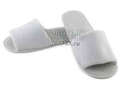 Махровые одноразовые тапочки, открытый мыс
