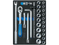 Набор торцевых головок 1/2" с принадлежностями, ложемент, 27 предметов KING TONY 9-4527MRV02