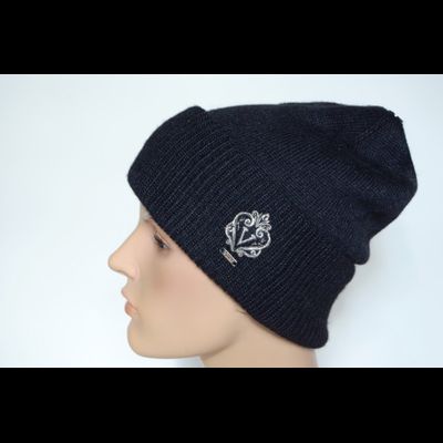 Черная шапка из альпака и шелка с отворотом Vizio Италия 9015 CRY фото