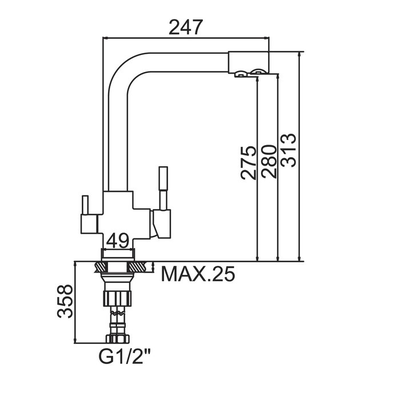 Смеситель для кухни с каналом для питьевой воды, Латунь, Бежевый, Accoona A5179-4E