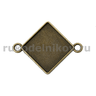 коннектор для бижутерии "Ромб", цвет-античная бронза