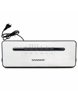 Вакуумный упаковщик SONNEN VS-903, 5 режимов, 12 л/мин, 110 Вт, запаивание до 30 см, сухое/влажное вакуумирование, 456339