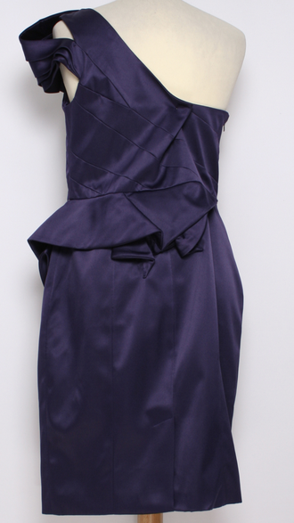 ПЛАТЬЕ АТЛАСНОЕ "К. М." драпировки и баска синее 48р