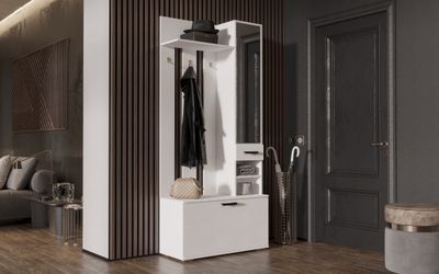 НИКА ВЗ910 Вешалка с зеркалом Белый гладкий