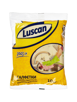 Салфетки хозяйственные Luscan универсал. вискоза 60-70г/м2 30х25 см 10шт/уп