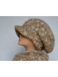 Меланжевая женская вязаная кепка и шарф Vizio Италия фото кепок зима 2021