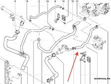 Патрубок радиатора печки входной LADA Largus, RENAULT Logan (дв. 16 кл.) аналог 6001548890